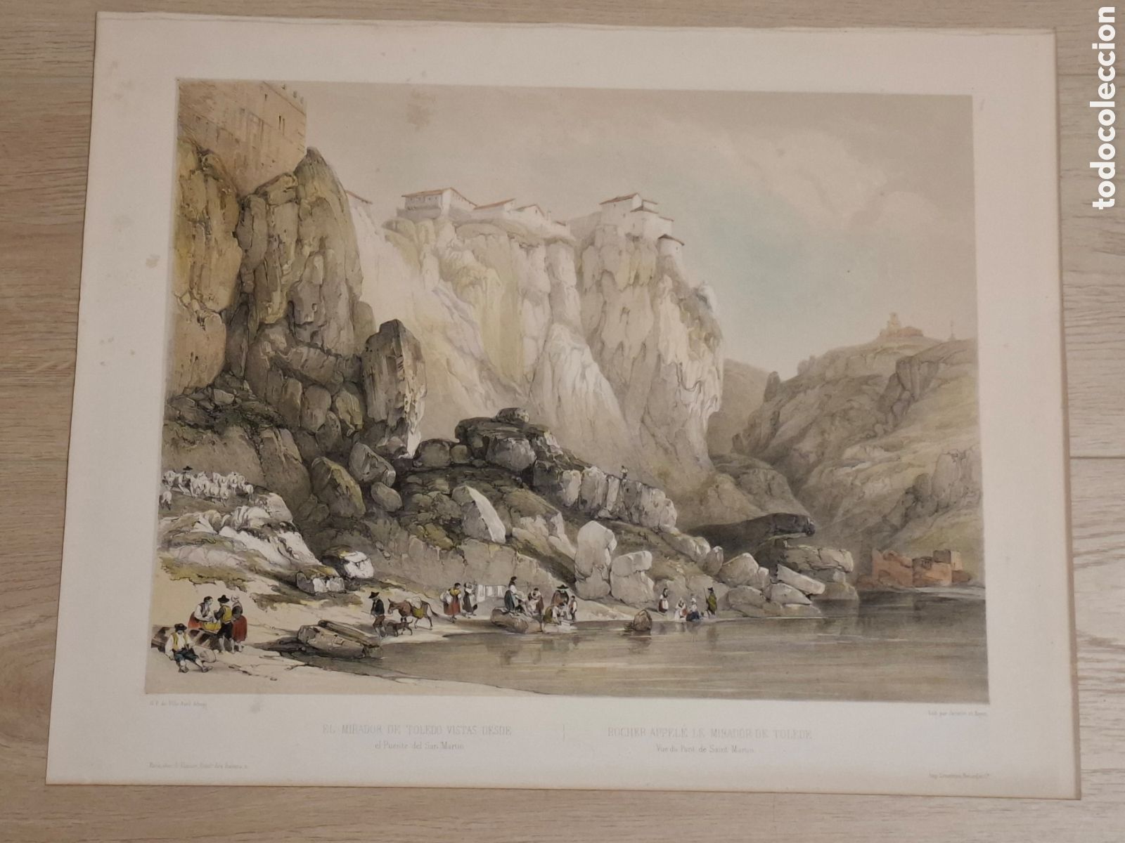 Arte: El mirador de Toledo vistas desde el Puente del San Martin. Jenaro P&eacute;rez Villa Amil, Paris 1842
