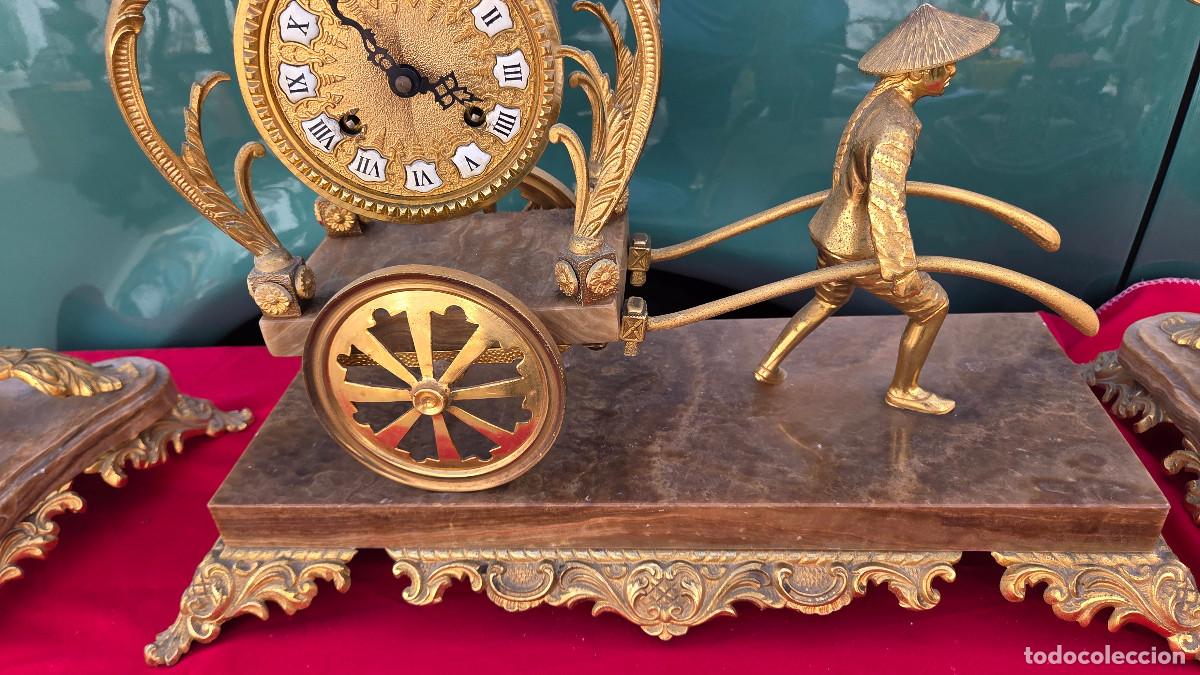Arte: reloj de bronce con 2 candelabros - Foto 5
