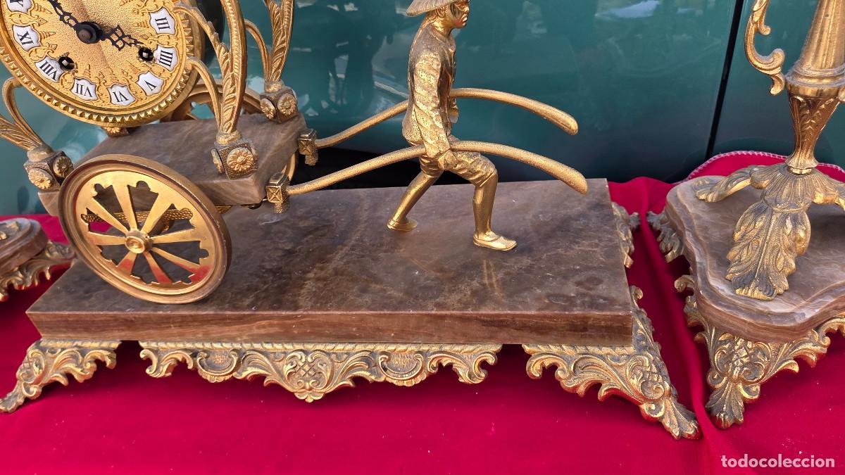 Arte: reloj de bronce con 2 candelabros - Foto 6