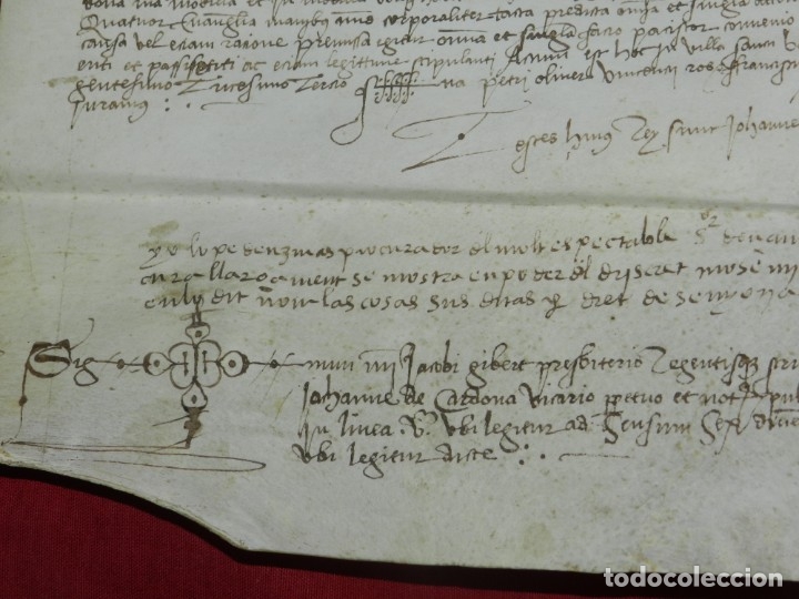 Arte: (M) Pergamino Manuscrito de San Boi de Llobregat año 1530, 43x37 cm, Señales de uso Normales - Foto 6 - 172821038