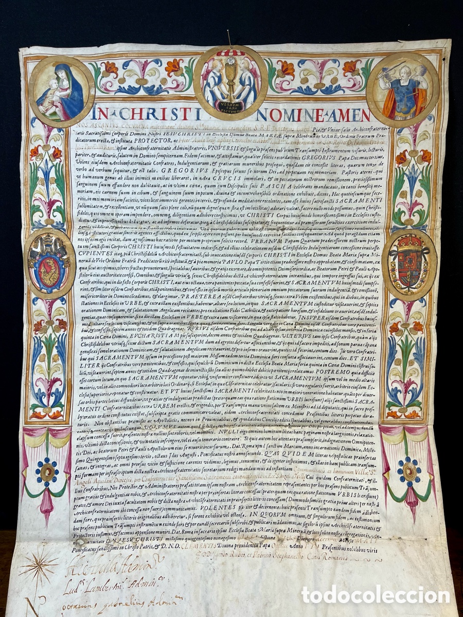 Arte: Bula Papal con orla Miniada, S.XVI