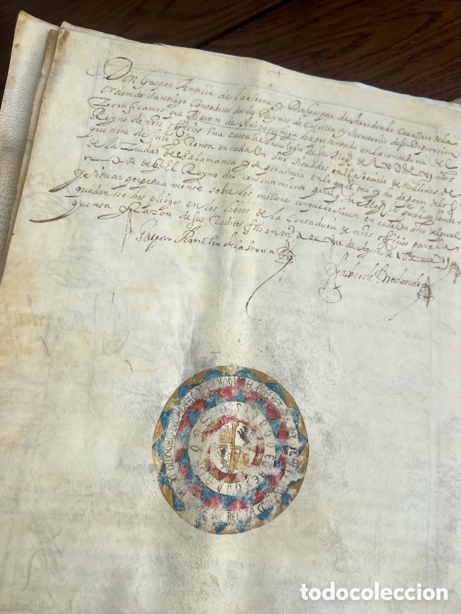 Arte: 1636, Manuscrito en Pergamino, Juro