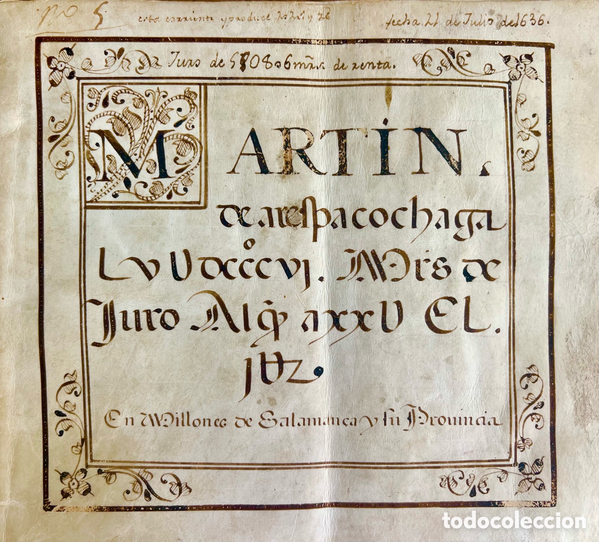 Kunst: 1636, Manuscrito en Pergamino, Juro