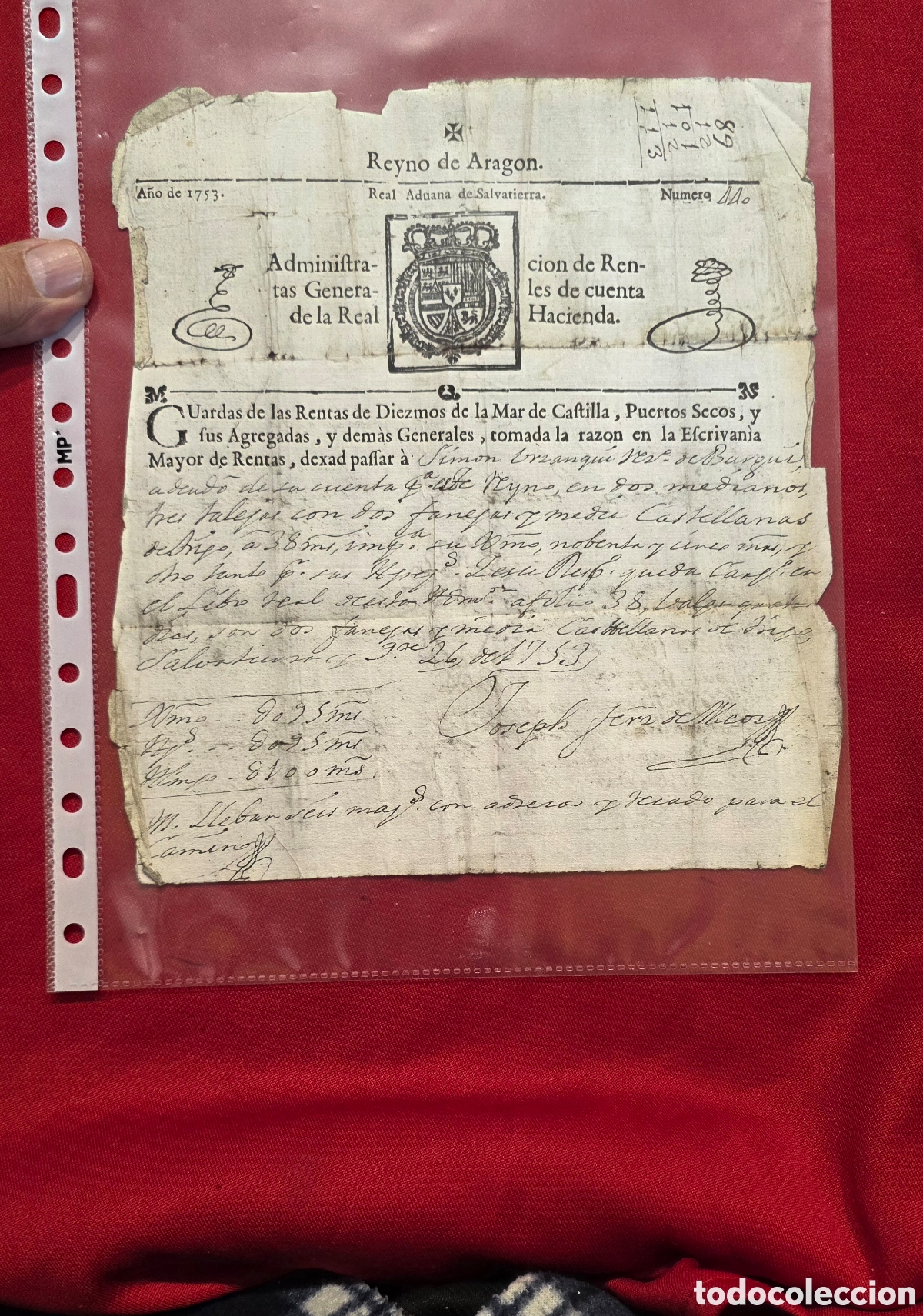 Art: MANUSCRITO DEL SIGLO XVIII REYNO DE ARAGON