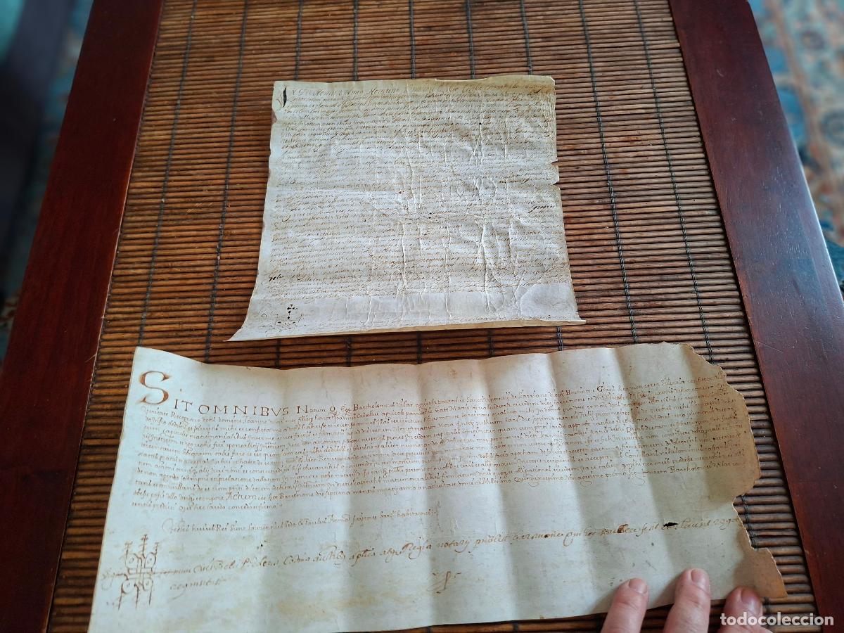 Art: DOS DOCUMENTOS NOTARIALES, BARCELONA 1591 Y GIRONA 1601. PERGAMINO.