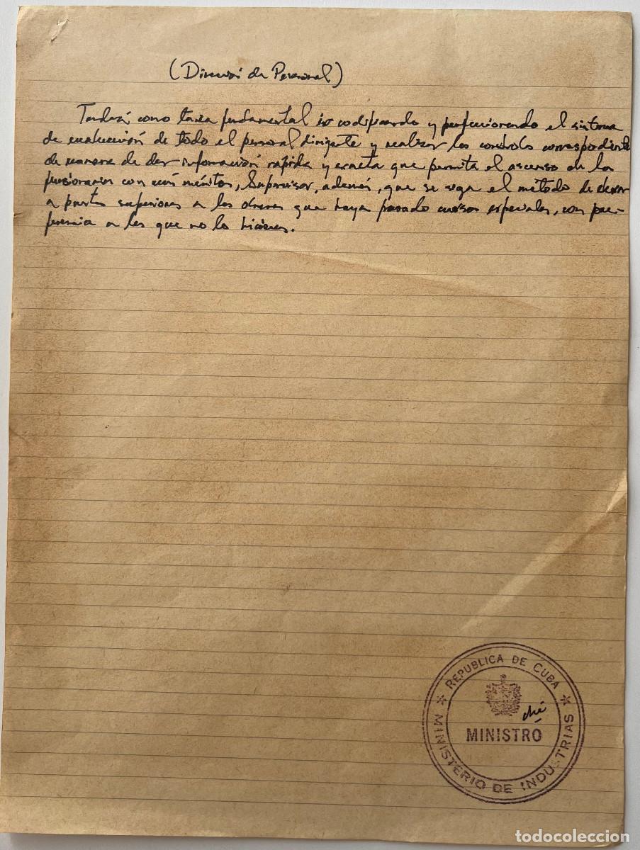 Arte: Direccion De Personal ,La Habana 1961 Documento Escrito y Firmado Por El Che