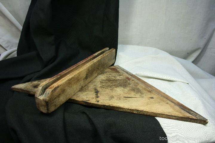 Arte: Escuadra de taller. Madera. S.XIX. Rara. - Foto 5