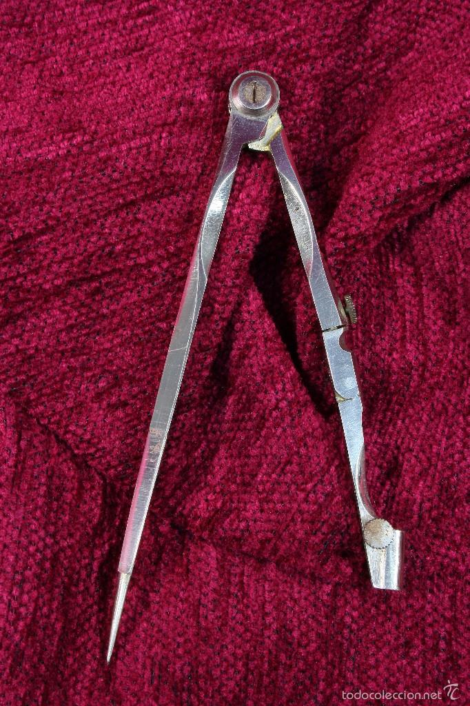 Arte: Comp&aacute;s con accesorio para l&aacute;piz. S.XIX - Foto 1