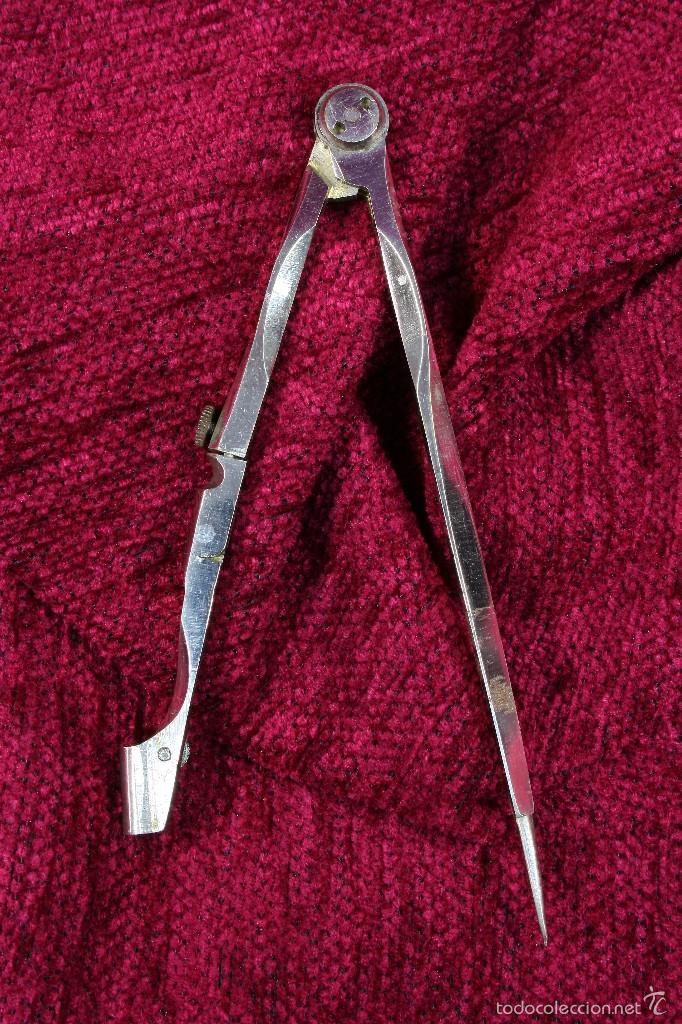 Arte: Comp&aacute;s con accesorio para l&aacute;piz. S.XIX - Foto 2