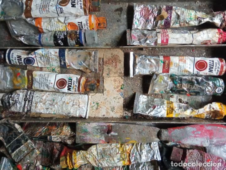 Arte: Caja de madera, malet&iacute;n de pintor usado - Foto 2