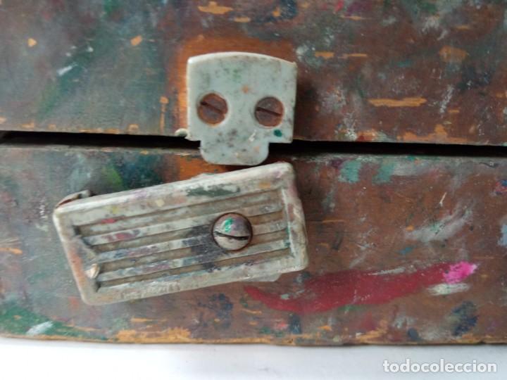 Arte: Caja de madera, malet&iacute;n de pintor usado - Foto 6