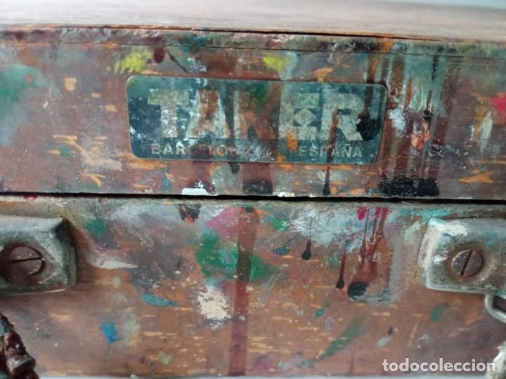Arte: Caja de madera, malet&iacute;n de pintor usado - Foto 9