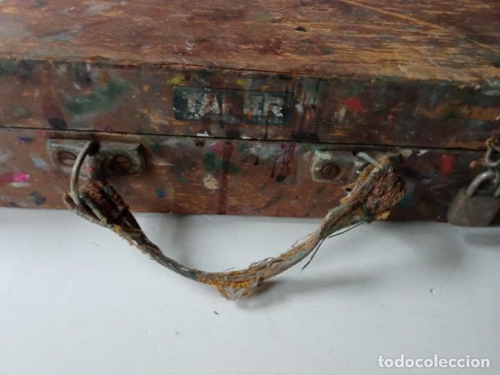 Arte: Caja de madera, malet&iacute;n de pintor usado - Foto 10