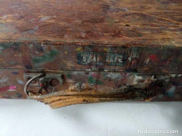 Arte: Caja de madera, malet&iacute;n de pintor usado - Foto 11