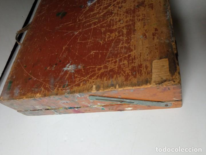 Arte: Caja de madera, malet&iacute;n de pintor usado - Foto 15