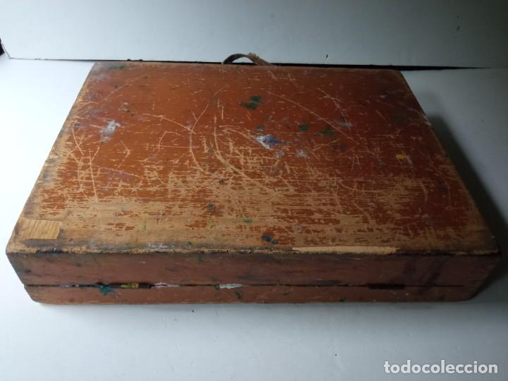 Arte: Caja de madera, malet&iacute;n de pintor usado - Foto 16