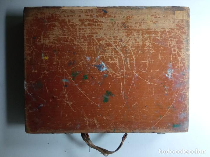 Arte: Caja de madera, malet&iacute;n de pintor usado - Foto 17
