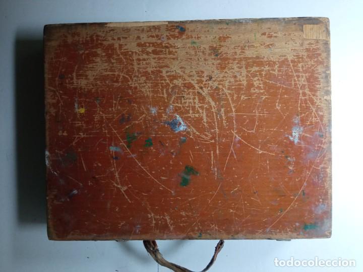 Arte: Caja de madera, malet&iacute;n de pintor usado - Foto 18