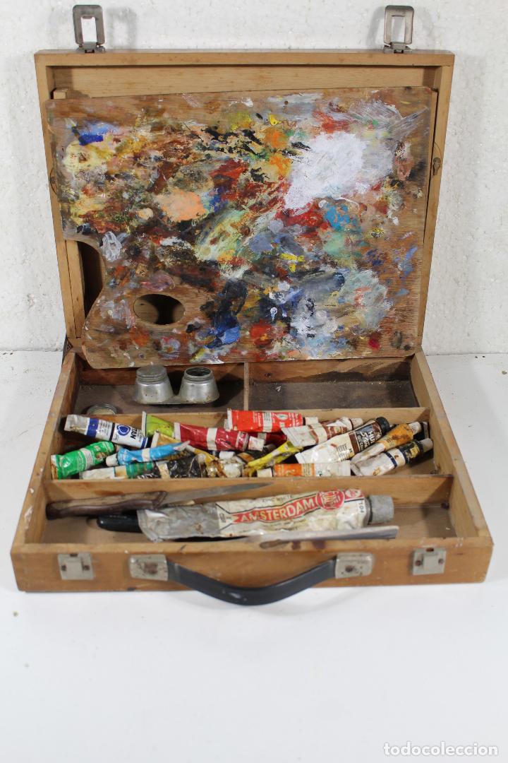Arte: caja de oleos antigua de pintor - Foto 1