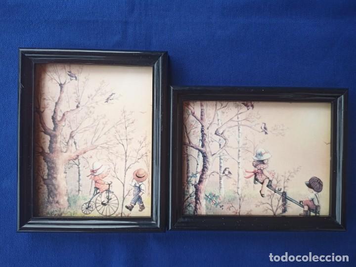Arte: Dos marcos peque&ntilde;os que representan a dos ni&ntilde;os jugando, conjunto - Foto 1