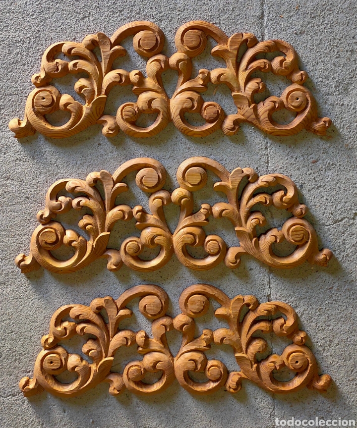 Arte: 3 adornos tallados en madera - Foto 1
