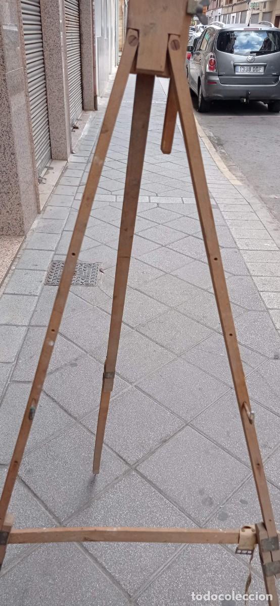 Arte: ANTIGUO CABALLETE PINTOR MADERA PLEGABLE REGULABLE - Foto 3