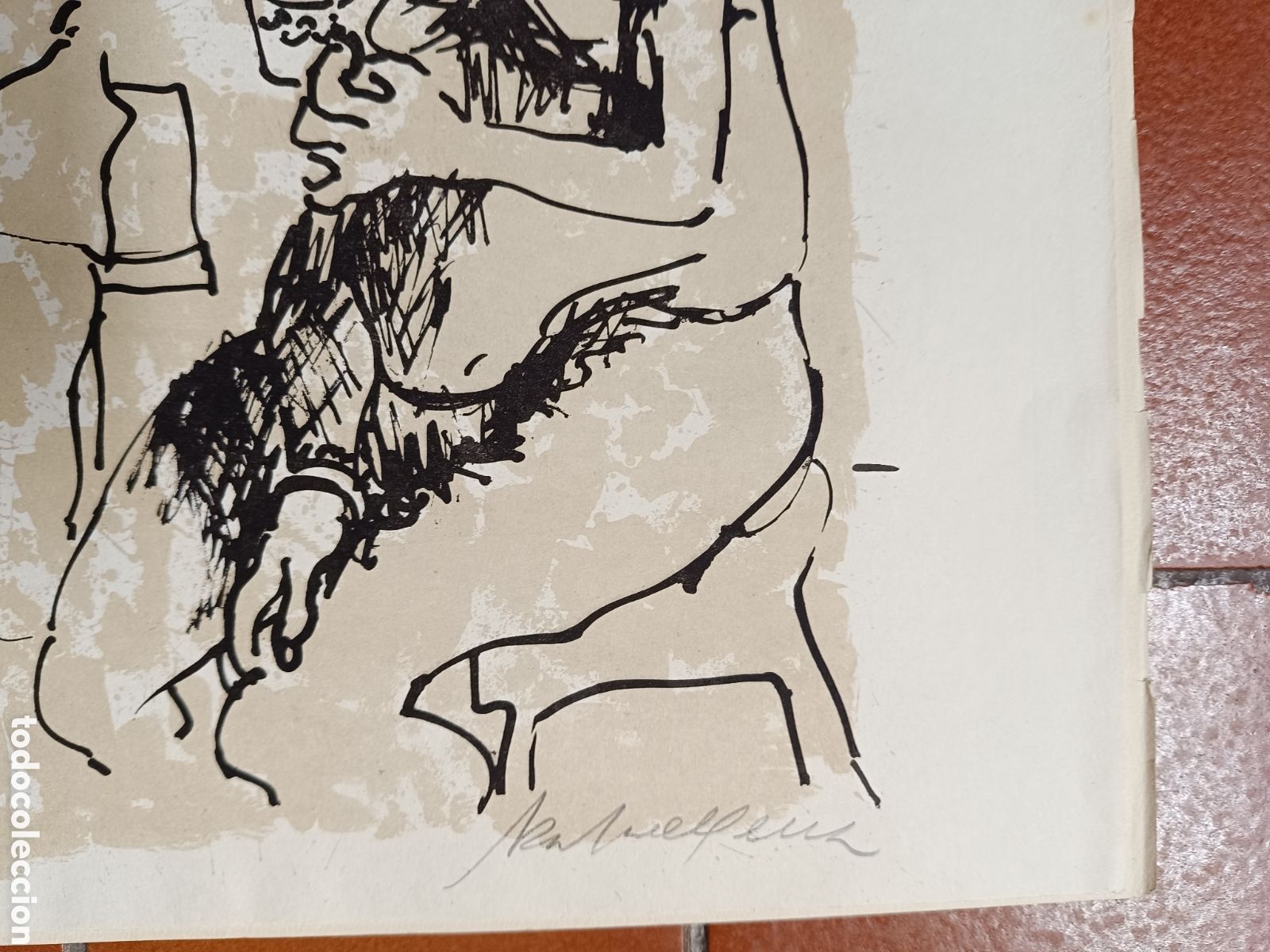 Arte: Grabado El desayuno de Rafael Pena 1961 - Foto 6