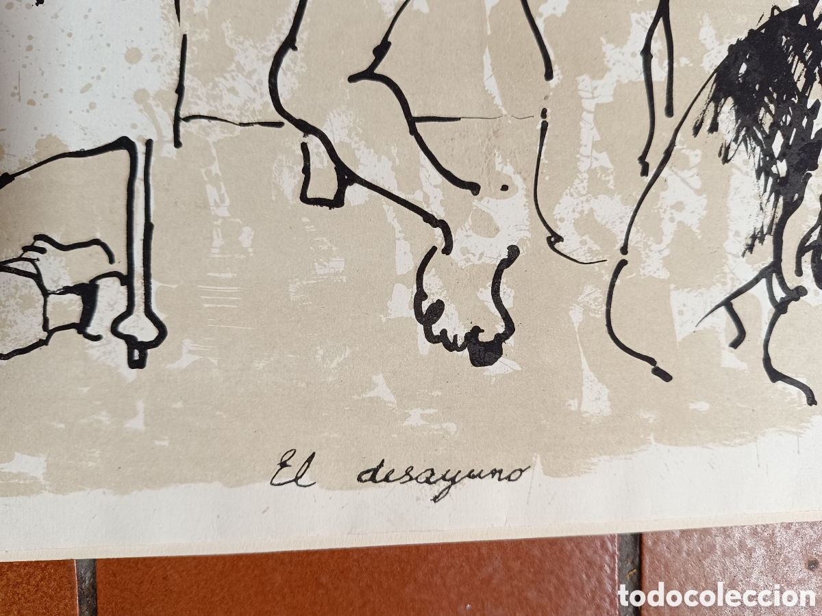 Arte: Grabado El desayuno de Rafael Pena 1961 - Foto 5