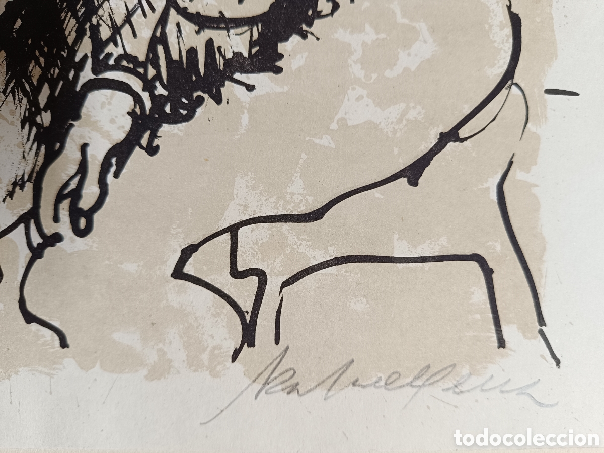 Arte: Grabado El desayuno de Rafael Pena 1961 - Foto 2