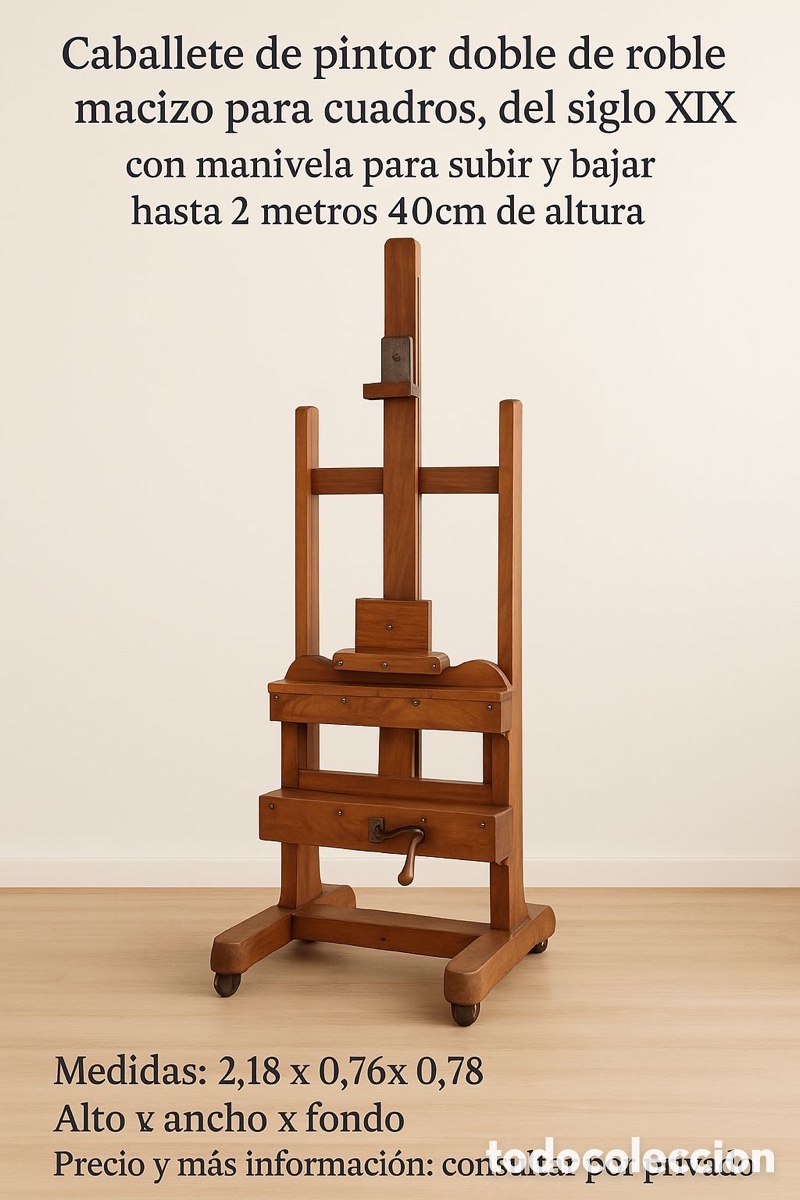 Arte: Caballete roble macizo siglo XIX - Foto 1