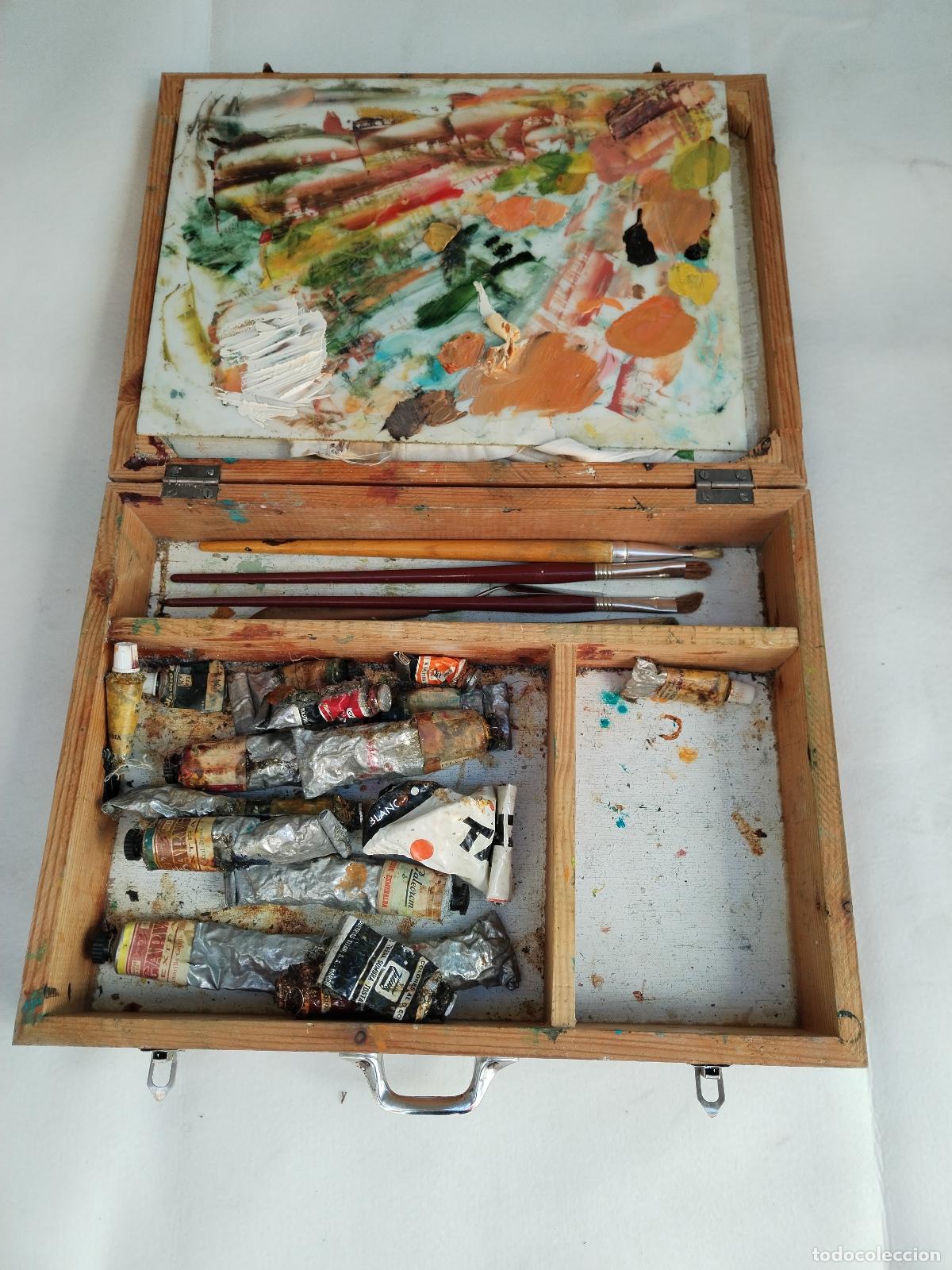 Arte: caja de oleos y pinceles de pintor - Foto 1