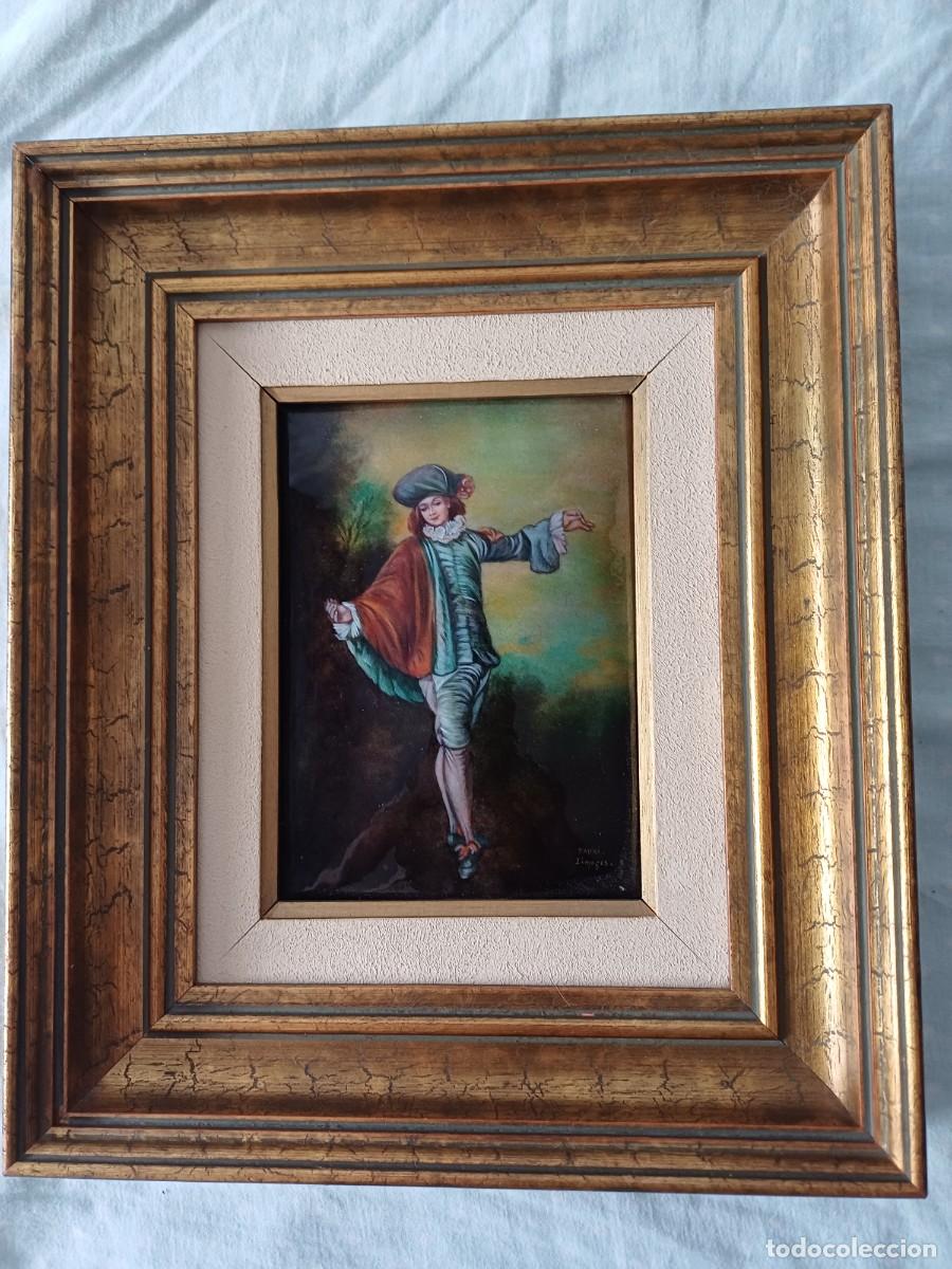Arte: Camille Faur&eacute; - L&rsquo;Indiff&eacute;rent d&rsquo;apr&egrave;s Watteau - Esmalte de Limoges 1/9 Firmado