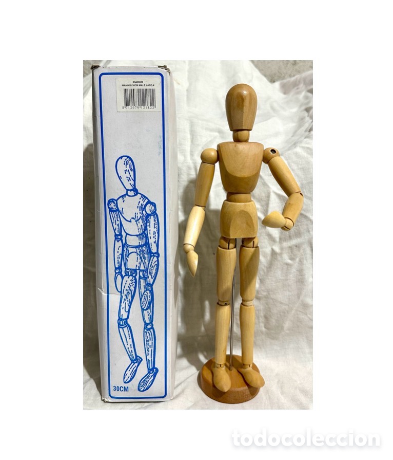 Arte: Maniqu&iacute; de madera muy articulado. En su caja original. A estrenar.