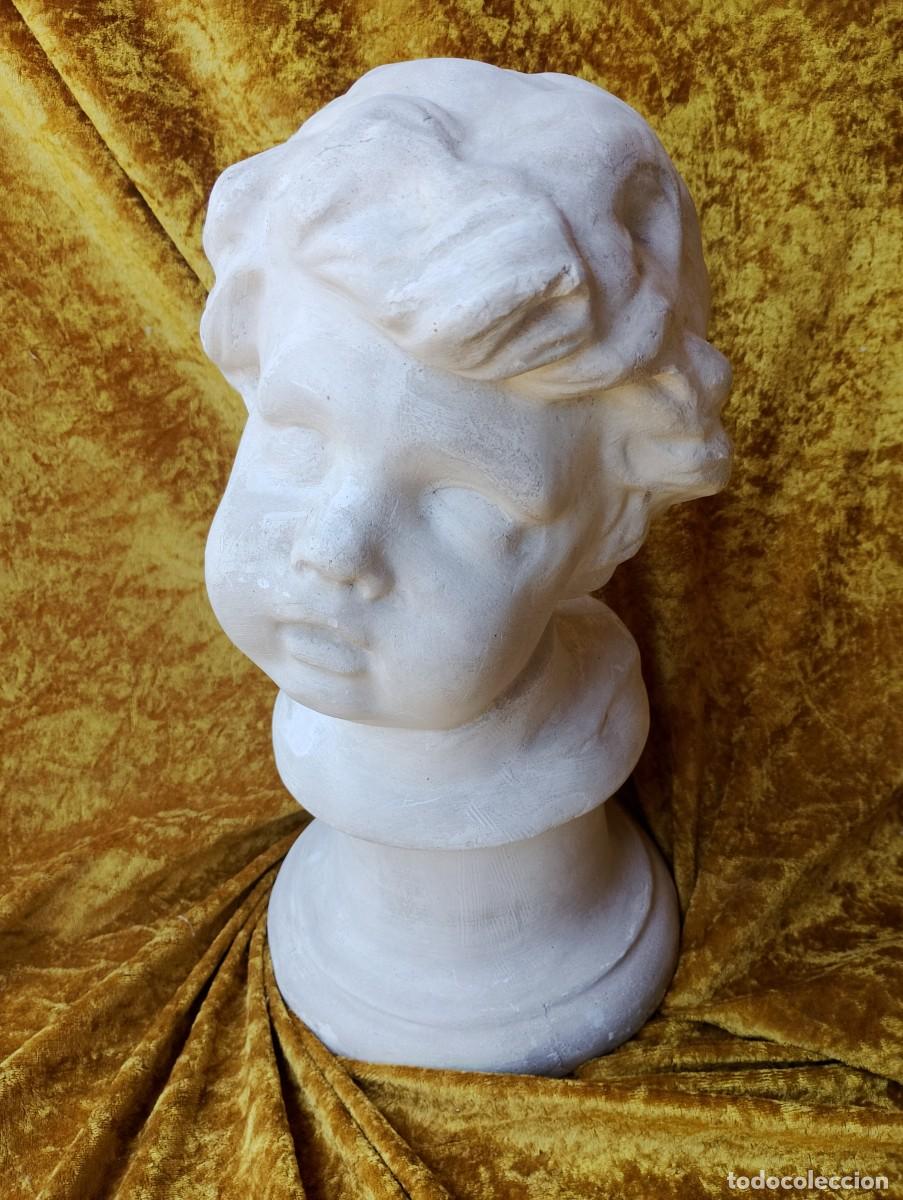 Arte: Magn&iacute;fico busto de un ni&ntilde;o, modelo de dibujo de una academia de Bellas Artes del siglo XIX (unos 40