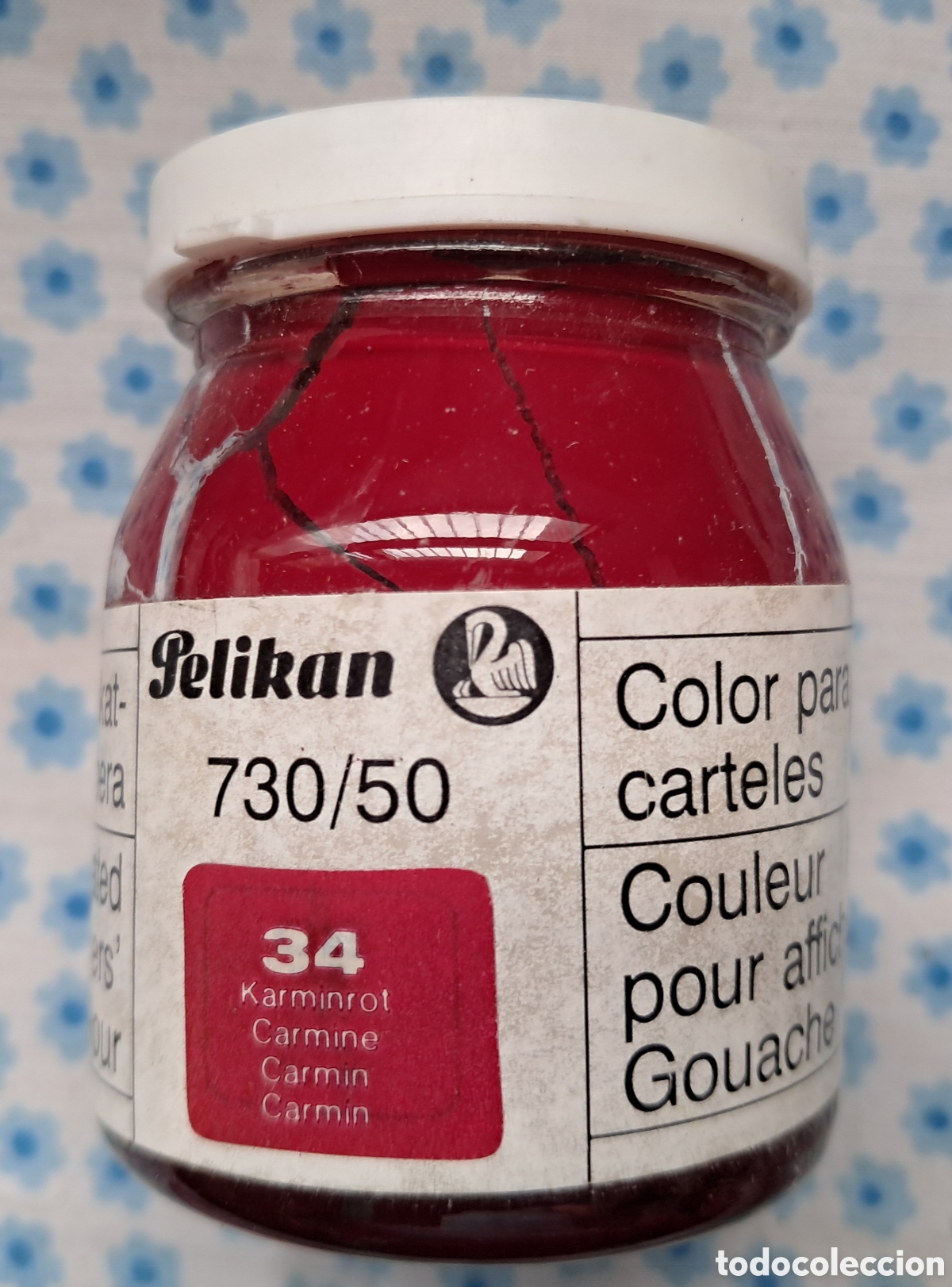 Arte: Pelikan bote de cristal de tempera n&deg;34, a&ntilde;os 70 - 80