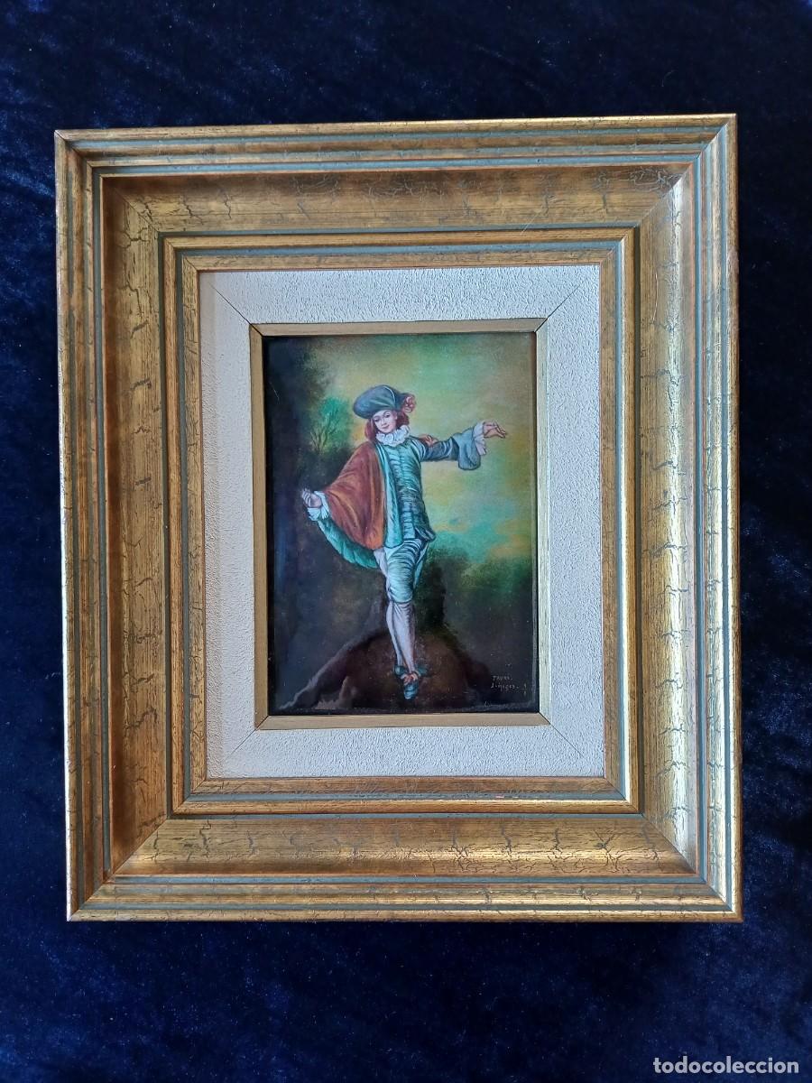 Art: Camille Faur&eacute; - L&rsquo;Indiff&eacute;rent d&rsquo;apr&egrave;s Watteau - Esmalte de Limoges 1/9 Firmado