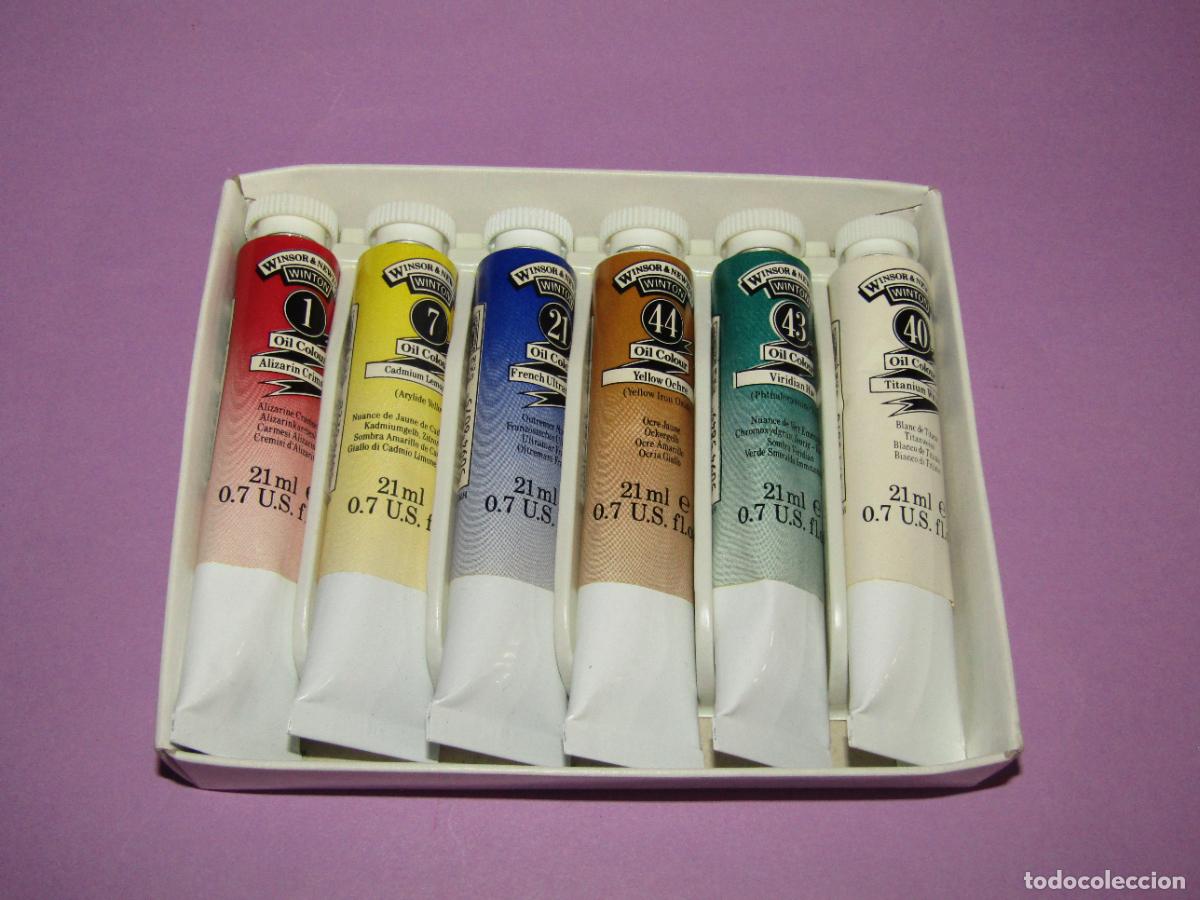 Arte: Caja con 6 Tubos de Pintura al &Oacute;leo 21 ml. Colores Varios de Winsor & Newton WINTON Made in England