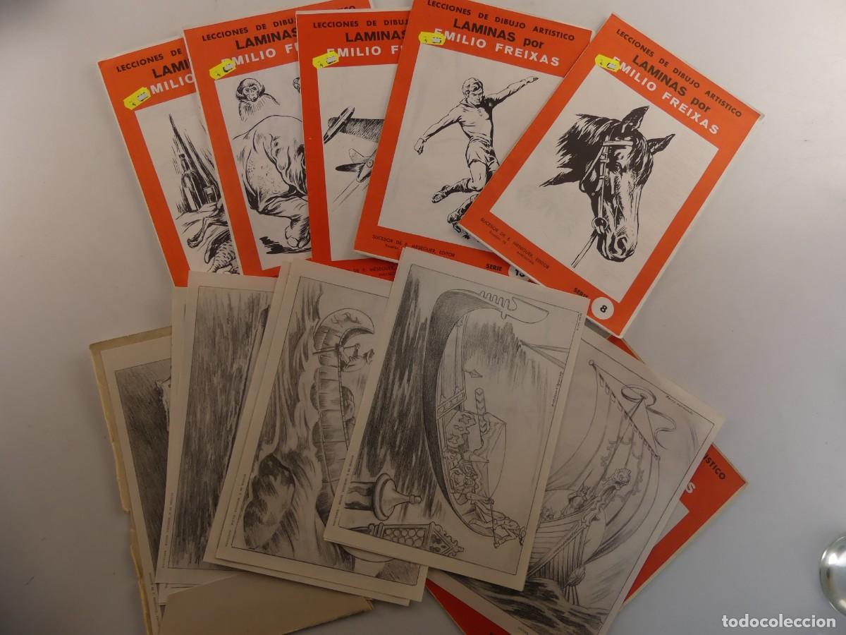 Art: LOTE DE 6 CARPETAS LECCIONES DE DIBUJO ARTISTICO LAMINAS POR EMILIO FREIXAS