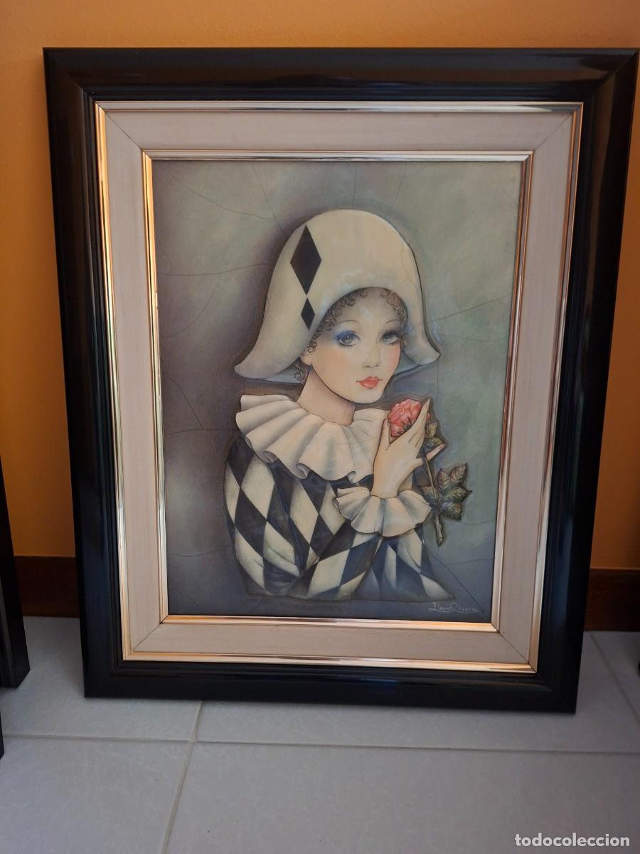 Kunst: Cuadro de Elena Oliveira en autorrelieve en petfecto estado.