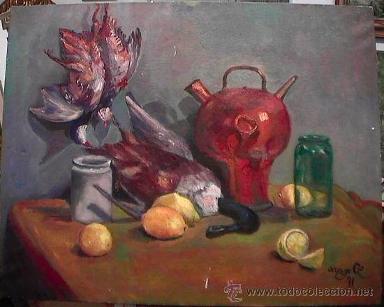 Arte: 511.- OLEO S/TELA DE 92x73 ,,,BODEGON DE CAZA,,, ARAGALL 1991
