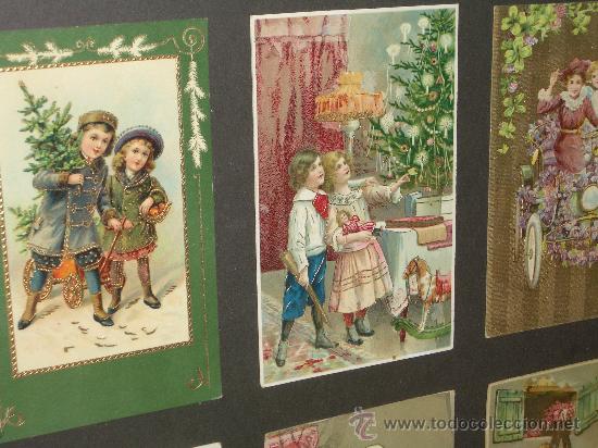 Arte: ESPECTACULAR TRIPTICO, COMPOSICION POSTALES 1900, DECORADAS EN ORO - Foto 1