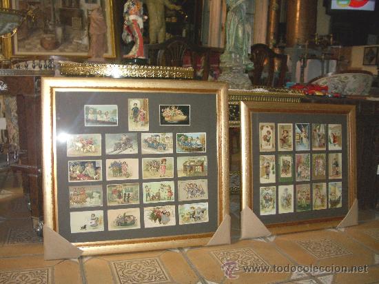 Arte: ESPECTACULAR TRIPTICO, COMPOSICION POSTALES 1900, DECORADAS EN ORO - Foto 2