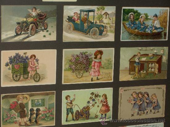Arte: ESPECTACULAR TRIPTICO, COMPOSICION POSTALES 1900, DECORADAS EN ORO - Foto 4