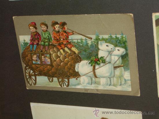 Arte: ESPECTACULAR TRIPTICO, COMPOSICION POSTALES 1900, DECORADAS EN ORO - Foto 7
