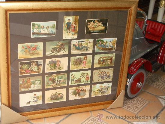 Arte: ESPECTACULAR TRIPTICO, COMPOSICION POSTALES 1900, DECORADAS EN ORO - Foto 12