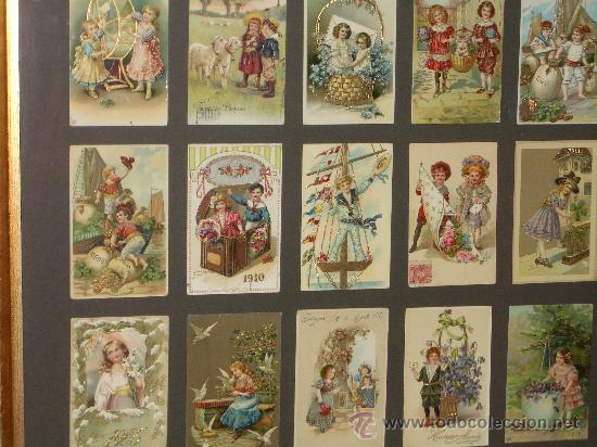 Arte: ESPECTACULAR TRIPTICO, COMPOSICION POSTALES 1900, DECORADAS EN ORO - Foto 15