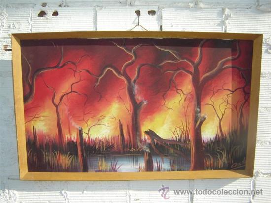 Arte: pintura bosque ardiendo - Foto 1