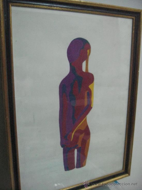 Arte: Original pintura, sin firma - Oleo o acr&iacute;lico sobre papel,- Enmarcado medida 76 X 56 cm.