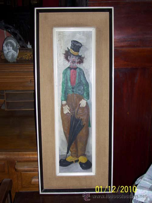 Arte: Cuadro al oleo representando un payaso. - Foto 1