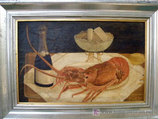 Arte: BODEGON CON LANGOSTA DE LOS A&Ntilde;OS 30 - Foto 1